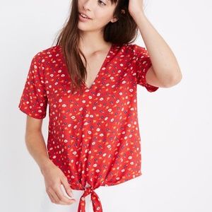 MADEWELL Novel Tie-Front Top in Prairie Posies Med